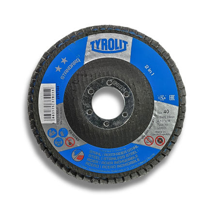 Disco lamellare Tyrolit Standard 2in1 Ø115 mm grana 40 – Acciaio e Inox
