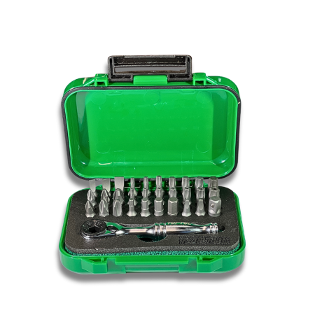 Set di Bussole e Inserti con Cricchetto TOPTUL – 1/4" Drive, 21 pezzi