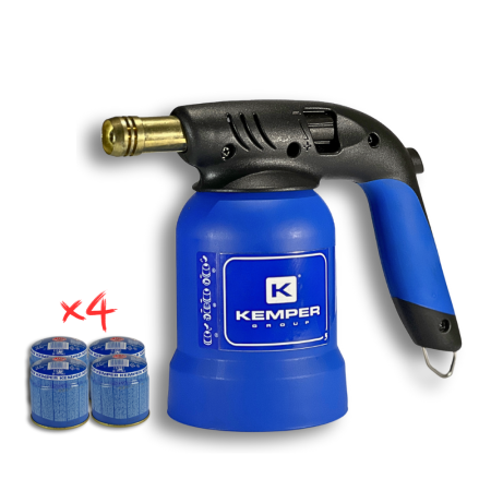 Kemper Lampada a saldare con cartuccia – Kit con 4 bombole
