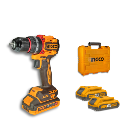 Trapano avvitatore a batteria INGCO 20V Brushless CIDLI20558E con valigetta e 2 batterie 2Ah