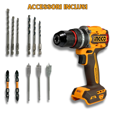 Avvitatore a batteria brushless INGCO CIDLI209681 – 20V con accessori
