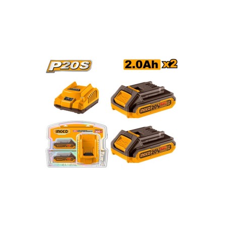 FBCPK1222E Kit 2 batterie + caricabatterie 2Ah (FBLI2001+FCLI2001E) INGCO